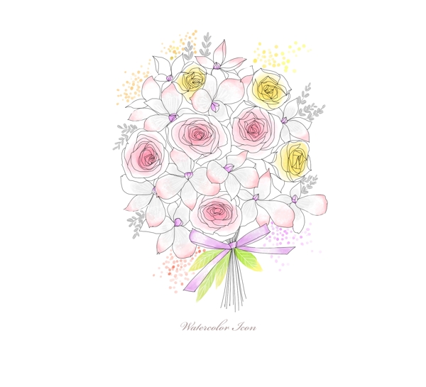 彩绘花朵花束