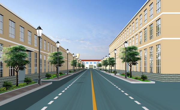廠區(qū)大路效果圖圖片
