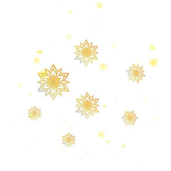 金色流光雪花漂浮元素