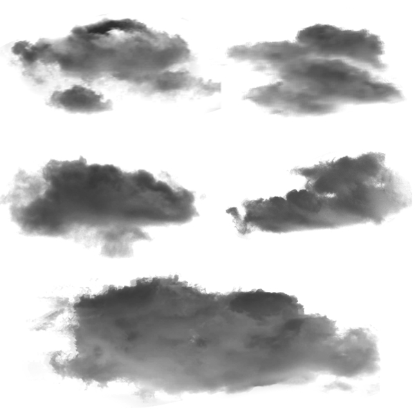 黑白水墨色乌云云彩渐变混合分层透明素材
