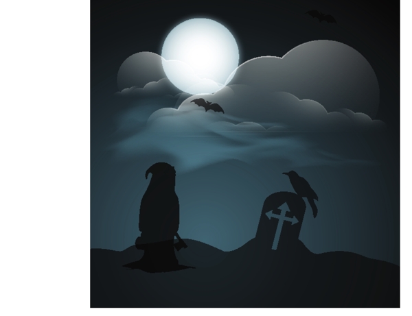 橫幅或背景的萬圣節(jié)夜的晚上silhoustte背景的女巫