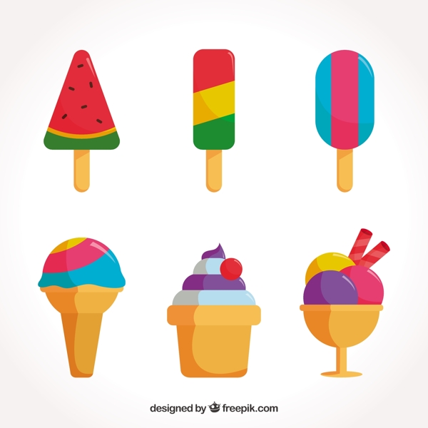 扁平风格美味冰淇淋插图图标