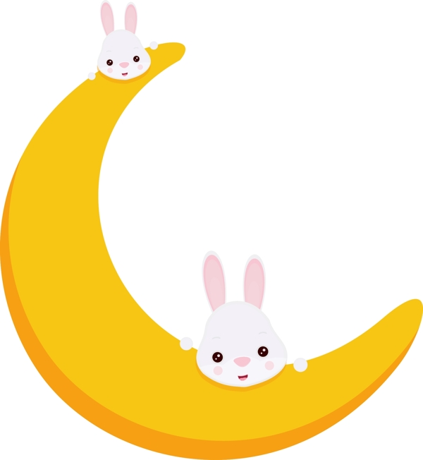 中秋节月亮兔子卡通矢量图