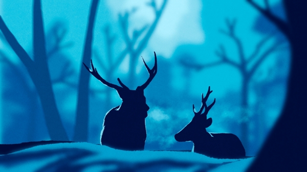静谧治愈系情感森林小鹿原创插画