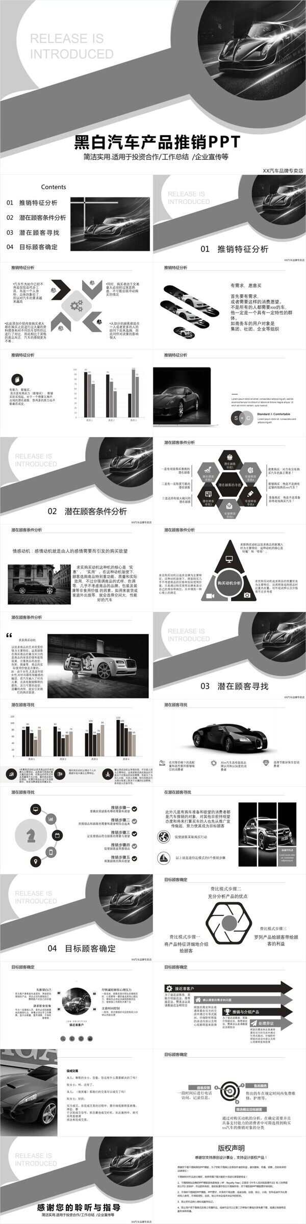 黑白创意汽车产品推销策划PPT模板范本