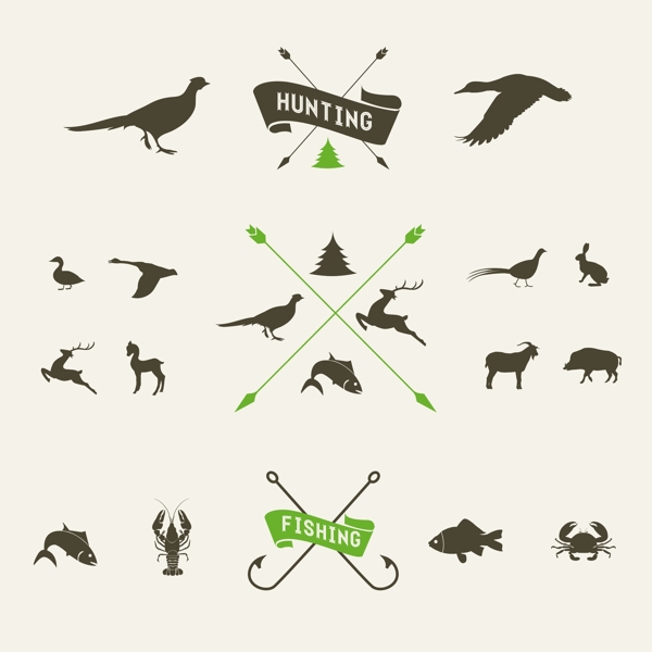 狩猎元素动物图标