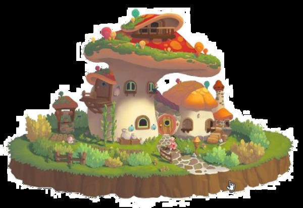 精美童话蘑菇城堡图案元素