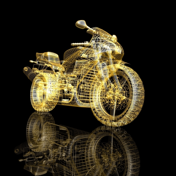 黄色线条摩托车图片