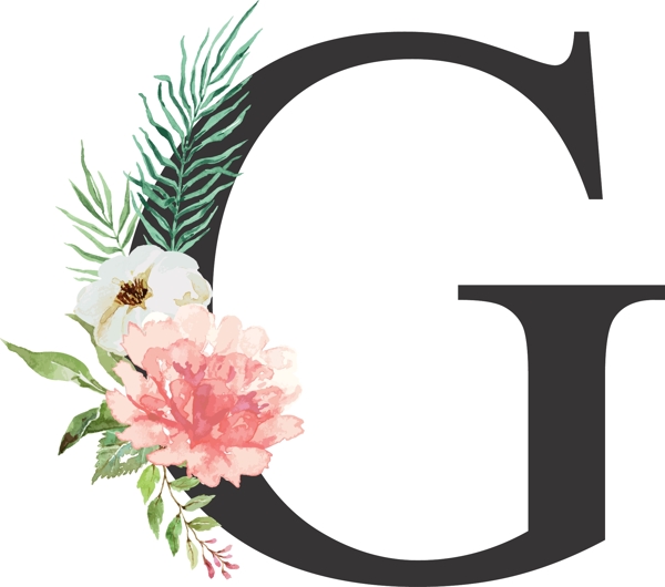 创意婚礼季字母G浪漫花朵