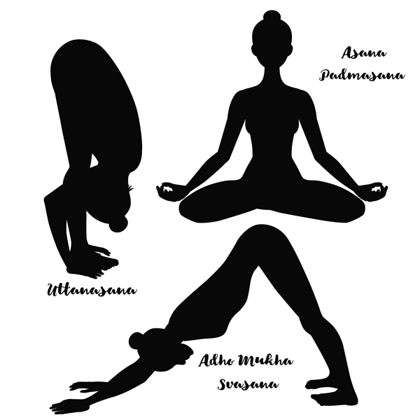 女性瑜伽姿势剪影