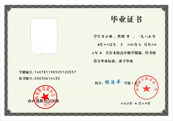 畢業(yè)證書圖片