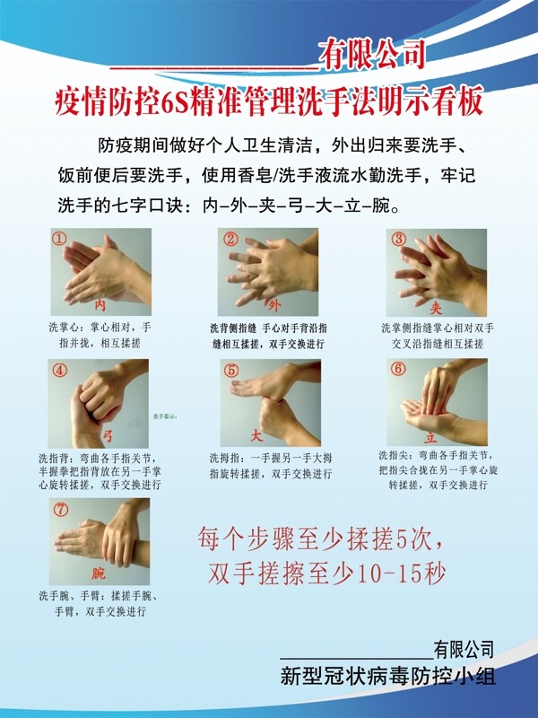 企業(yè)復(fù)工新冠疫情防控七步洗手法