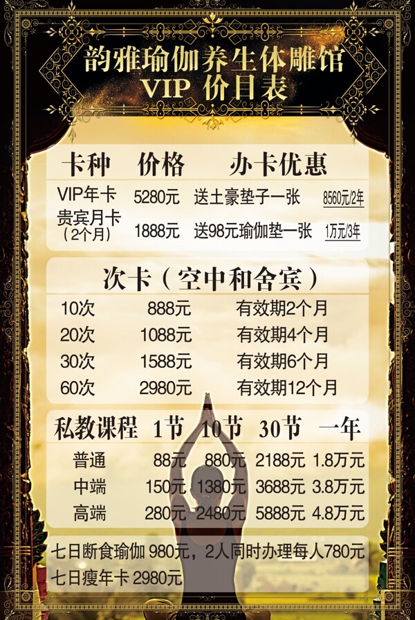 價目表