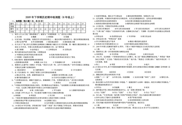 八年級(jí)上冊(cè)歷史下學(xué)期八年級(jí)上冊(cè)試題