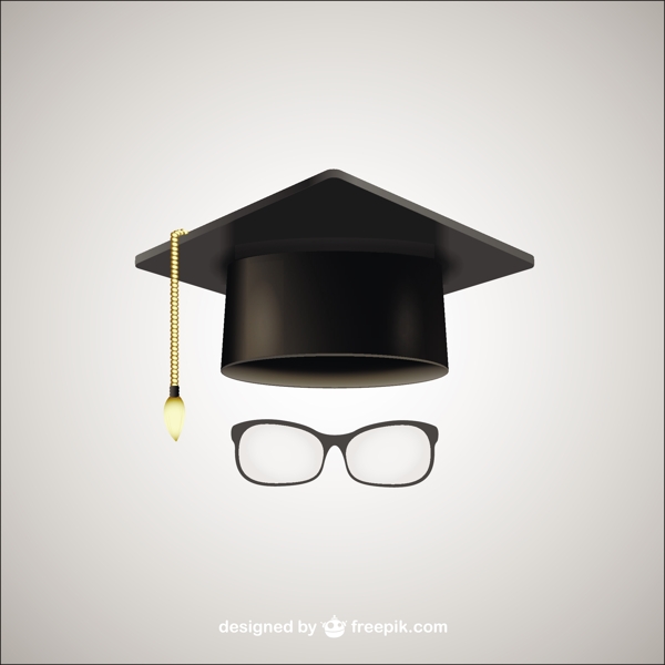 毕业帽和眼镜