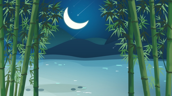 月光下的凤尾竹舞台背景图片