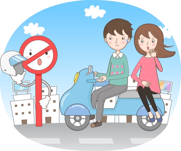 矢量人物摩托車素材