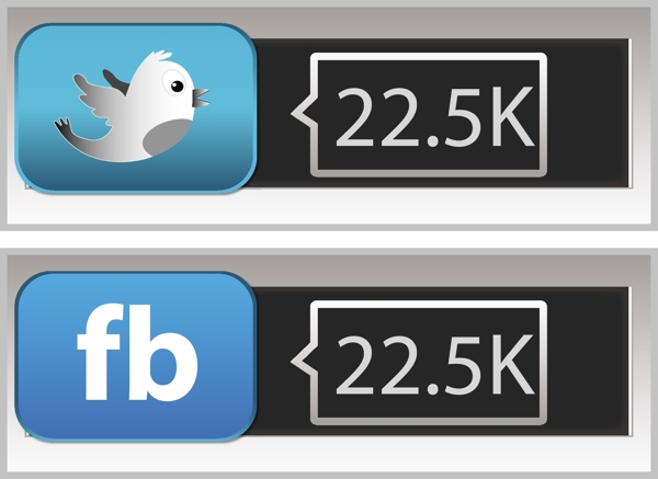 矢量facebook推特社会喜欢计数器