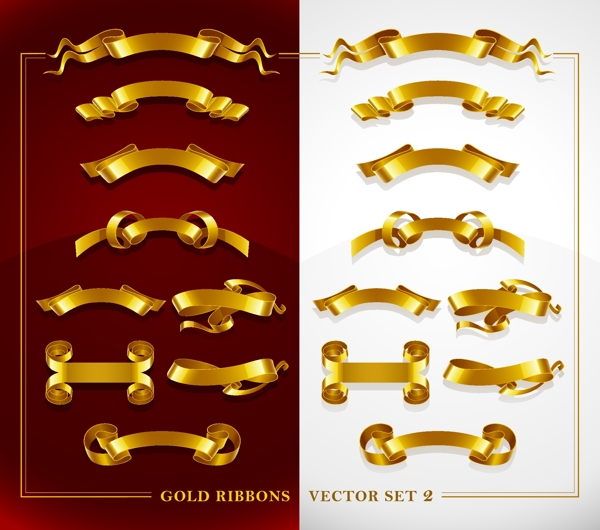 美麗的金色絲帶矢量素材2