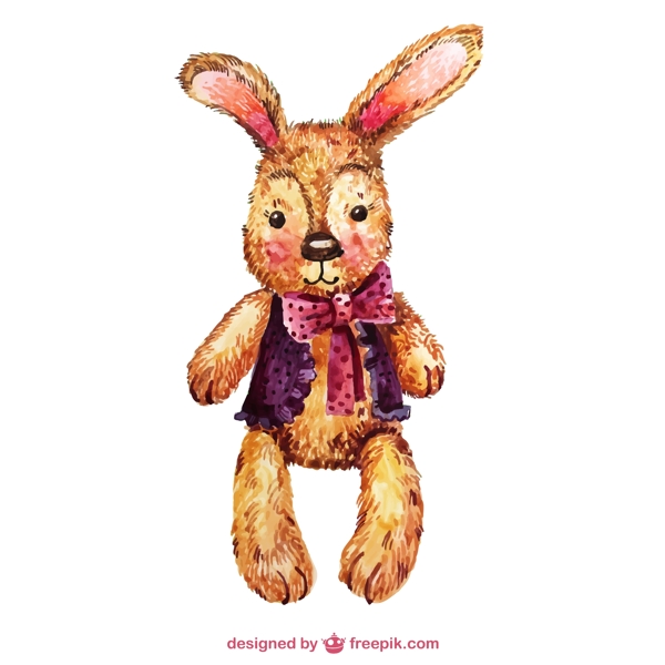 水彩绘兔子玩偶图片