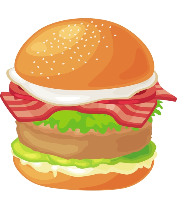 卡通美食汉堡可商用元素