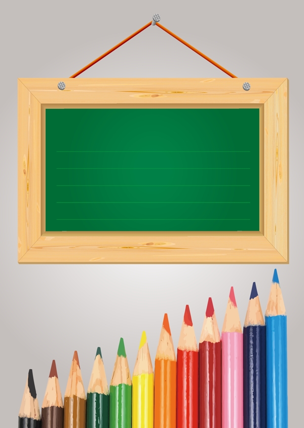 矢量彩色铅笔木牌教育背景素材