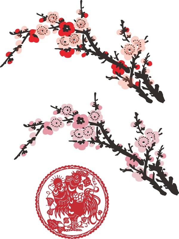 春梅和剪紙雞