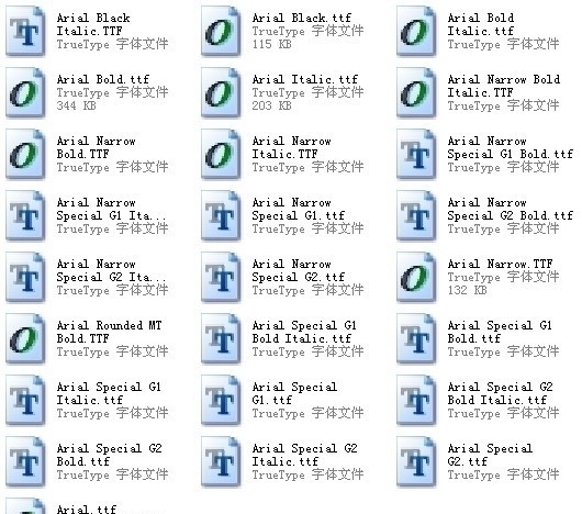 Arial系列字體