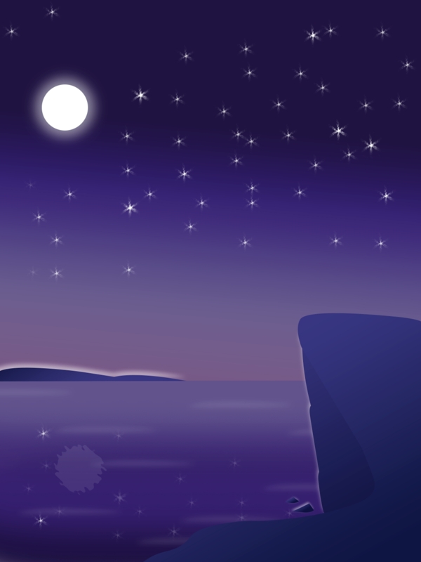 纯原创明月夜星空悬崖背景
