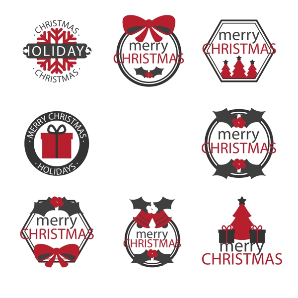 黑色和红色的圣诞标签素材