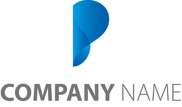 蓝色字母P标志创意科技logo设计