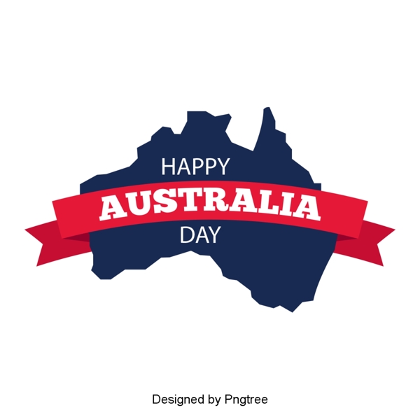 澳大利亚地图蓝色红色爱心爱国字体设计
