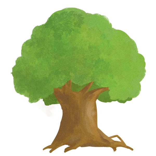 粗粗的绿色树木插画