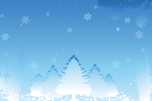 矢量卡通蓝色雪景圣诞节背景素材