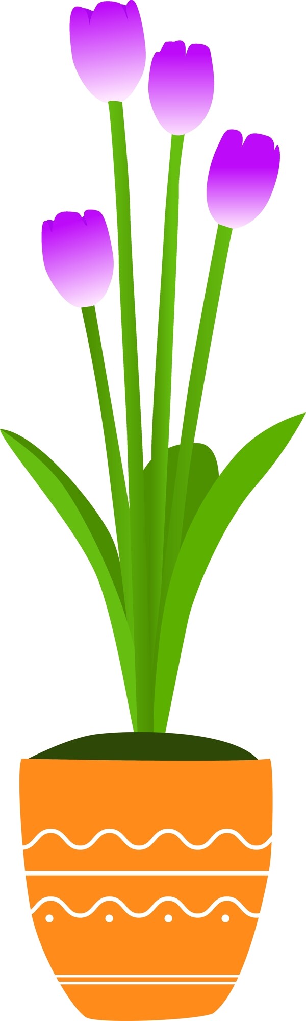 矢量插畫盆栽植物百合