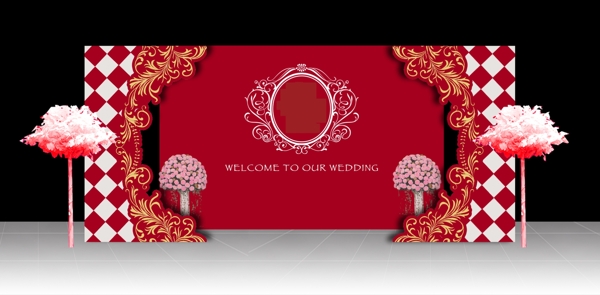 婚礼红色欧式迎宾区图片