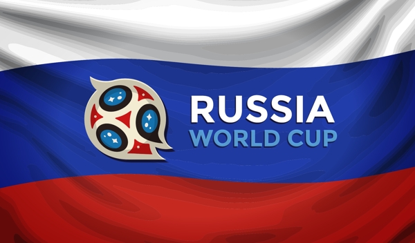 矢量彩色卡通飘扬俄罗斯世界杯旗