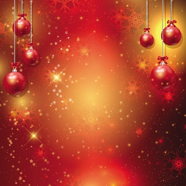 红色圣诞吊球背景矢量素材