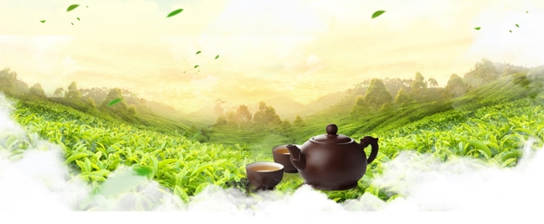 清新茶叶文化背景设计