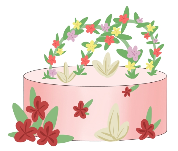 漂亮的花朵蛋糕插画