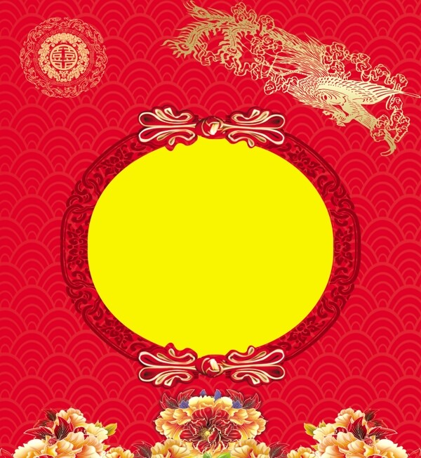 中式婚礼背景红色背景图片