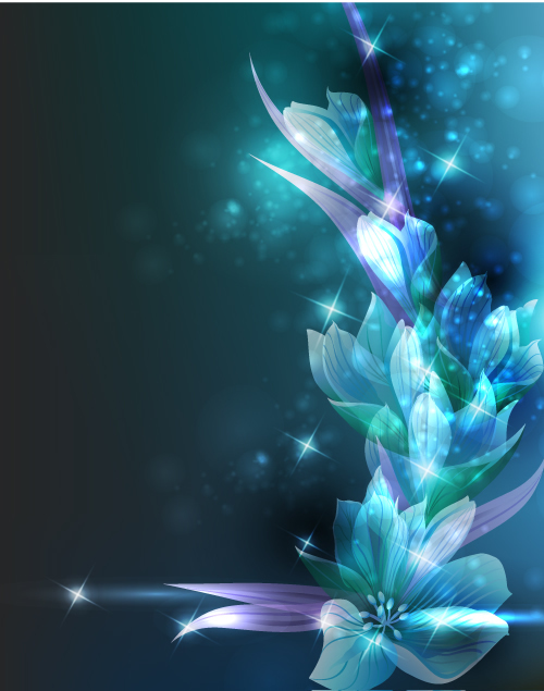 奇幻背景花設(shè)計矢量素材02