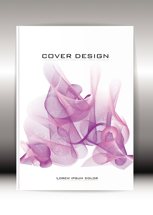 紫色抽象曲线图形手册封面