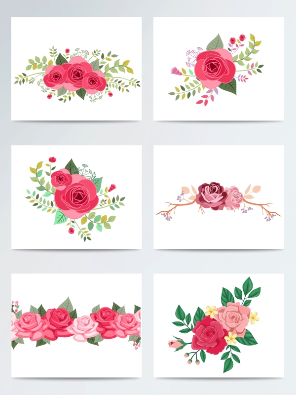 文艺婚礼手绘蔷薇花素材
