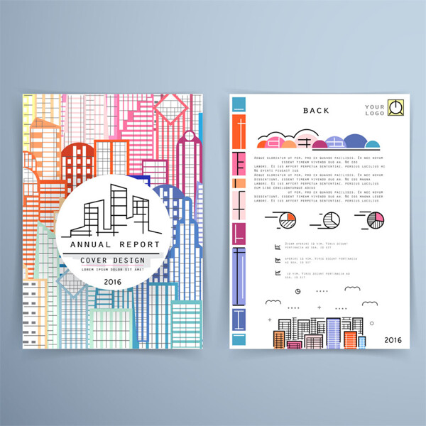 彩色城市建筑画册图片