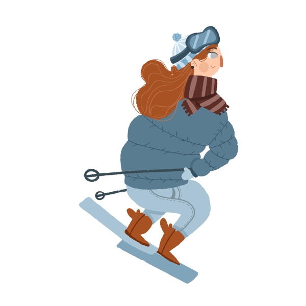 卡通清新滑雪人物插画设计可商用元素