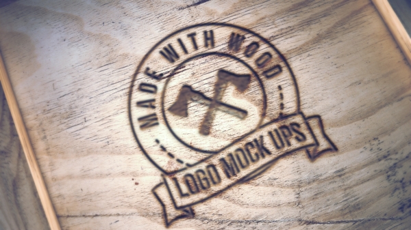 实木木刻烫印LOGO效果图模型