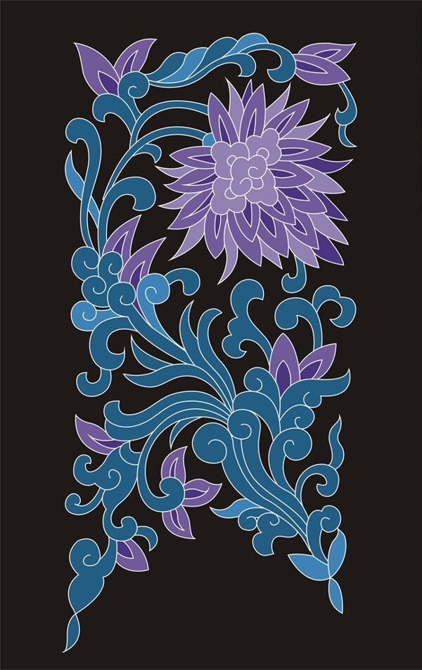 傳統(tǒng)花紋花朵花卉矢量圖下載