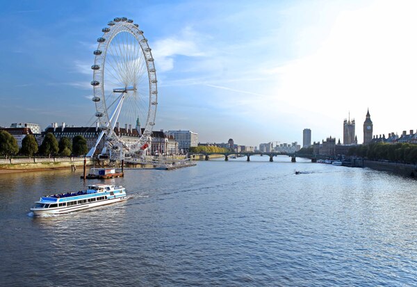 伦敦泰晤士河两岸风光图片