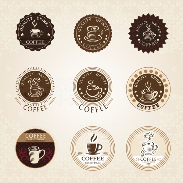 9款复古优质咖啡标签矢量图